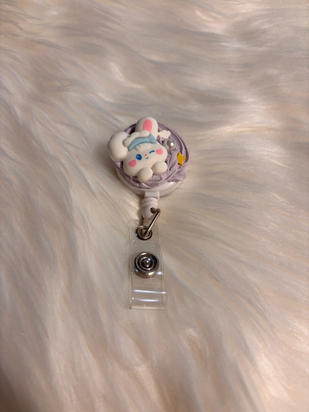 Handmade Decoden Badge Reel Cute Bunny Design